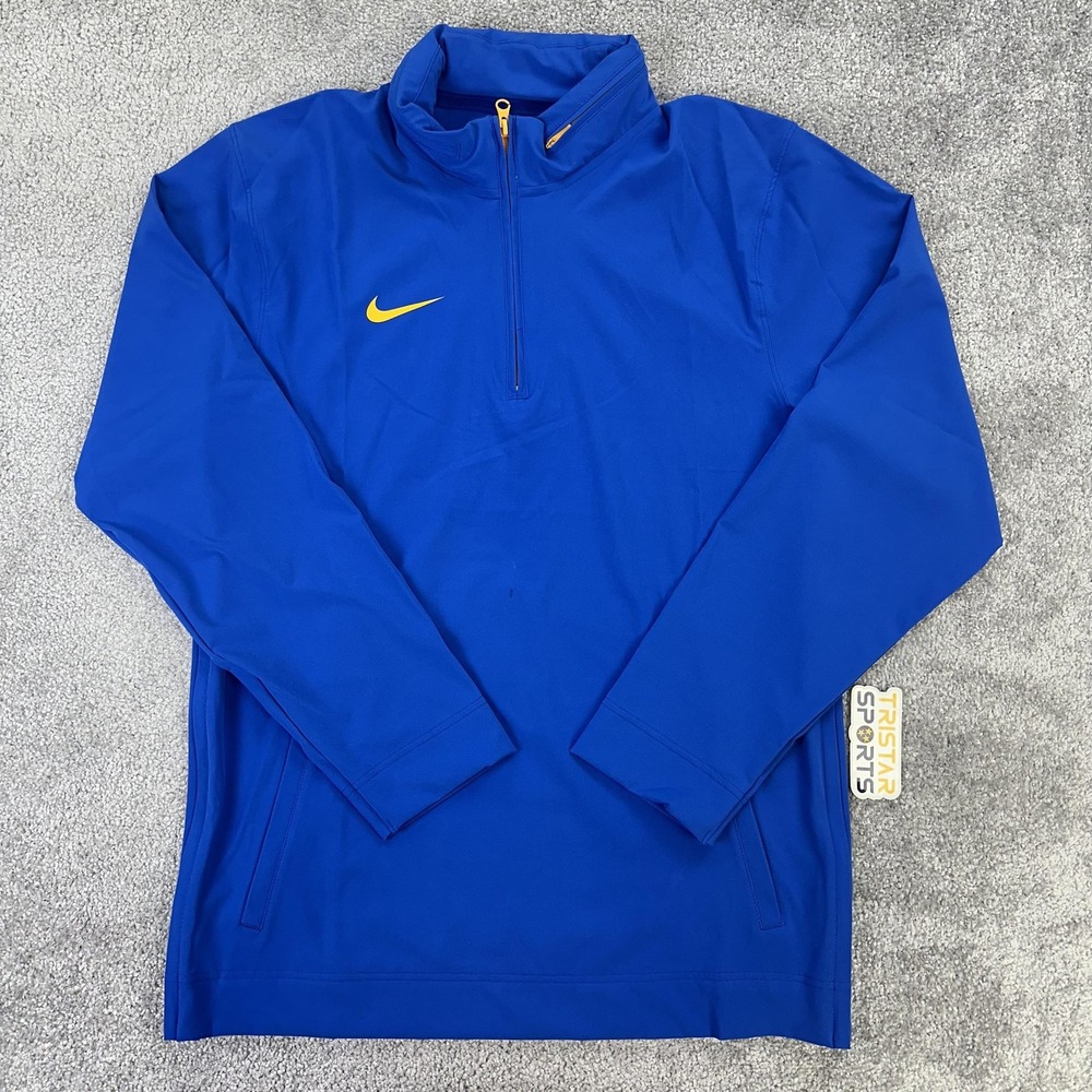 Nike Coaches Jacket Mens Small Royal Blue 1/4 Zip Hooded Long Sleeve Pullover